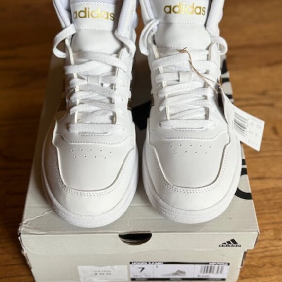 ADIDAS: YOUTH GIRLS/WOMENS 'HOOPS 3.0 MID' GYM SHOES-SIZE Y7/W8.5 **NEW IN BOX** - Picture 4 of 7